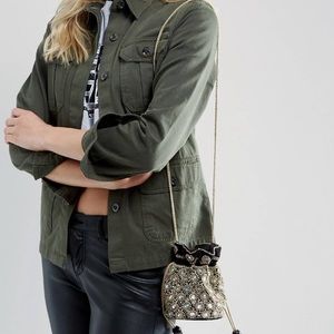 Reclaimed vintage inspired beaded pouch bag